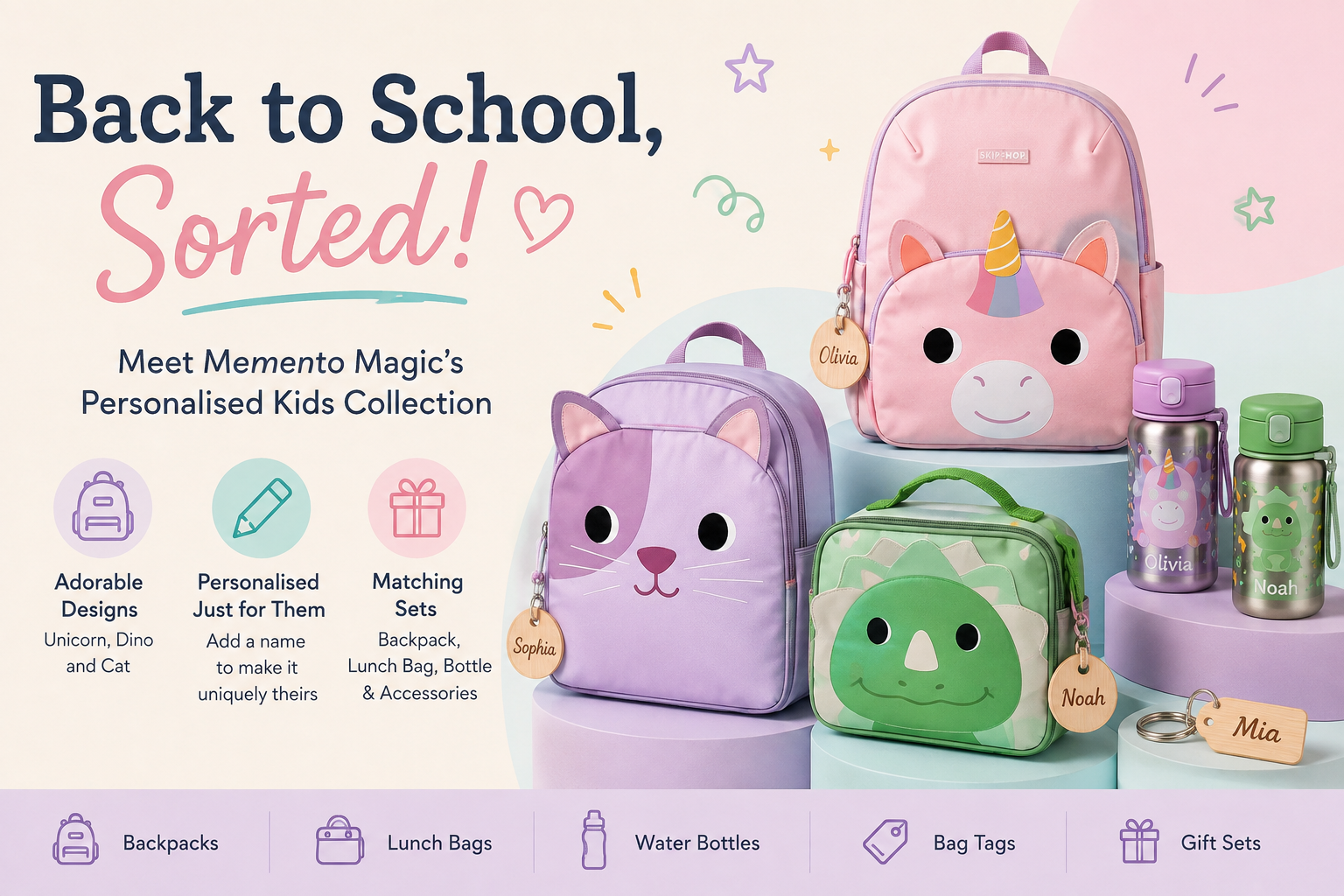 Make Back to School Magical with Personalised Bags, Bottles & Lunch Sets