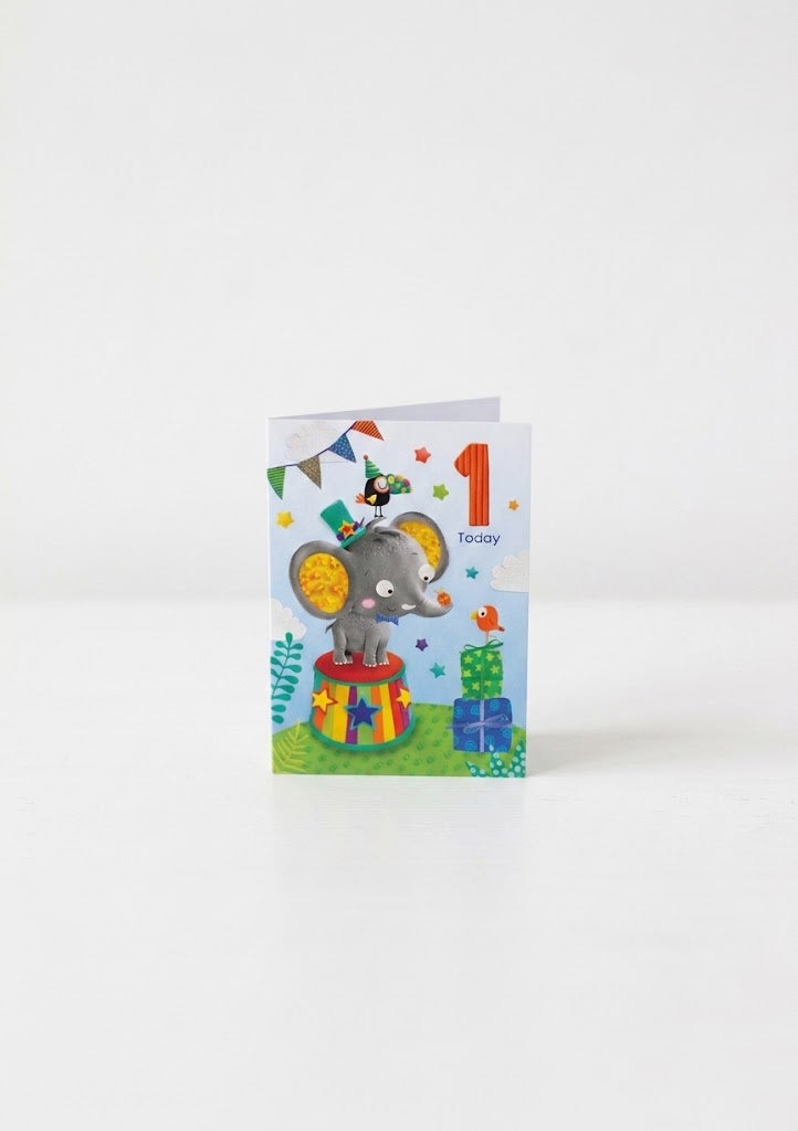 Elephant 1st Birthday Card