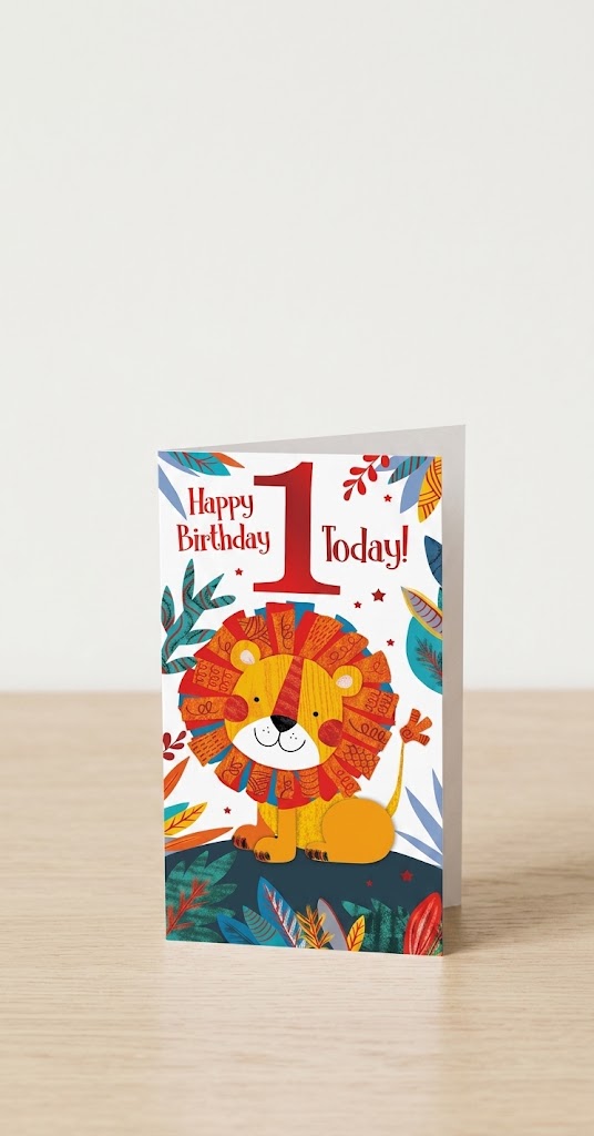 Lion 1st Birthday Card