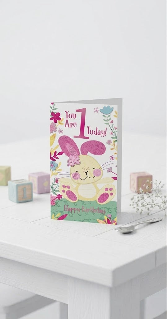 Rabbit 1st Birthday Card