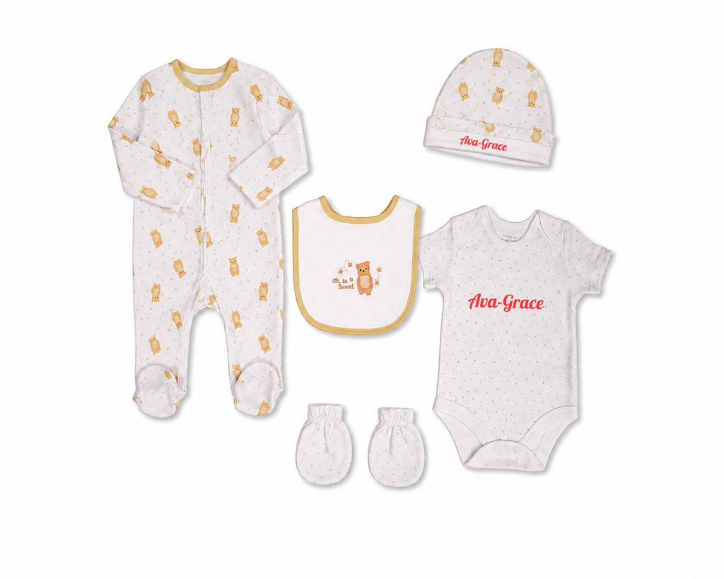 Personalised Baby 5 Pcs Layette Set - Oh So Sweet