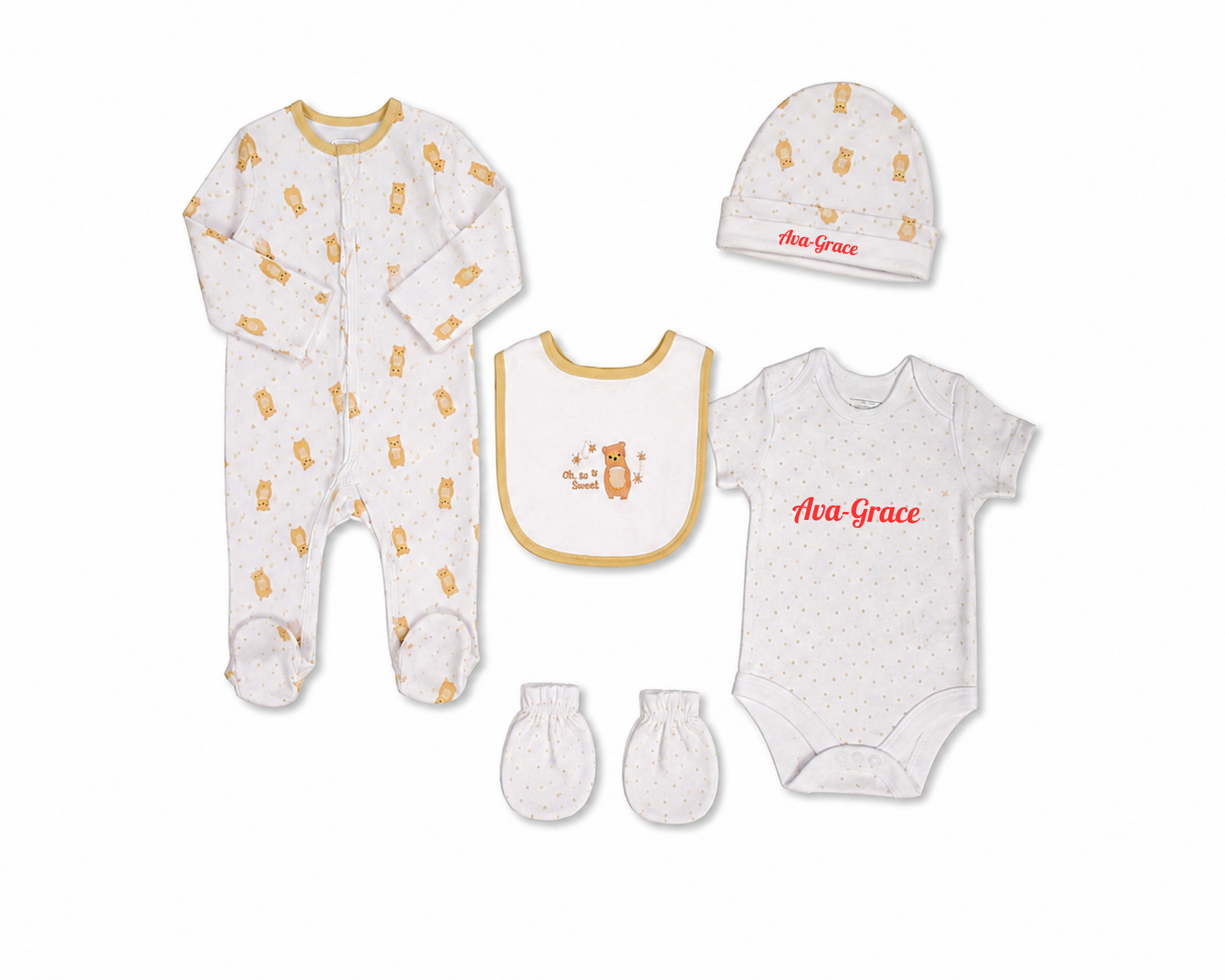 Personalised Baby 5 Pcs Layette Set - Oh So Sweet