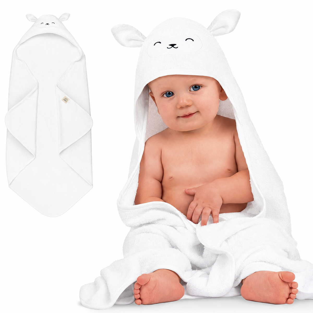 Personalised KeaBabies Cuddle Baby Hooded Towel- Lamb