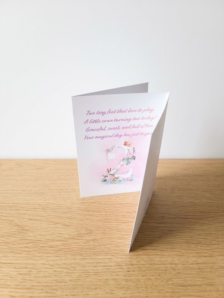 Princess Swan 2nd Birthday Greeting Card