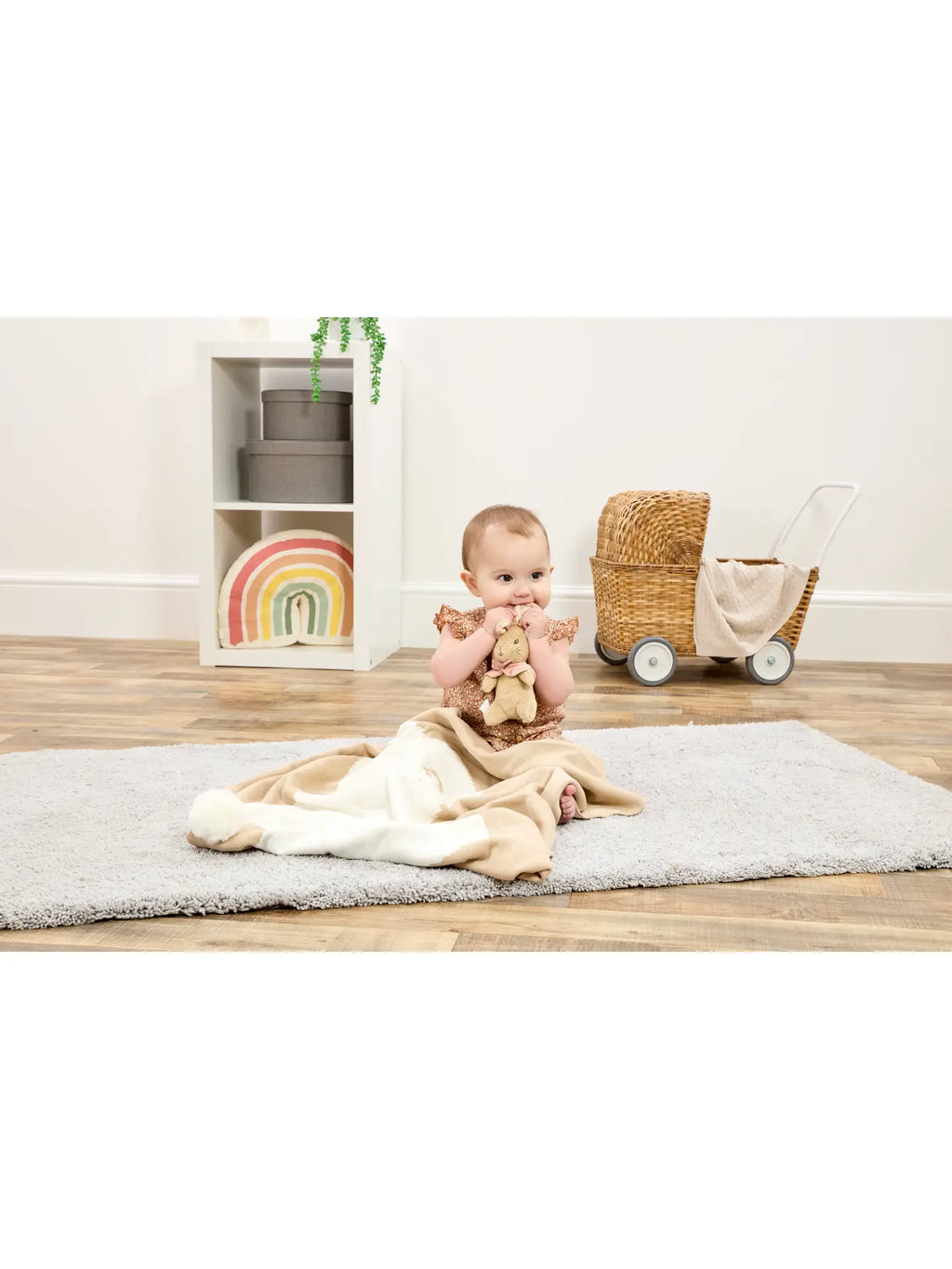 Personalised Flopsy Bunny Knitted Baby Blanket & Soft Toy Set