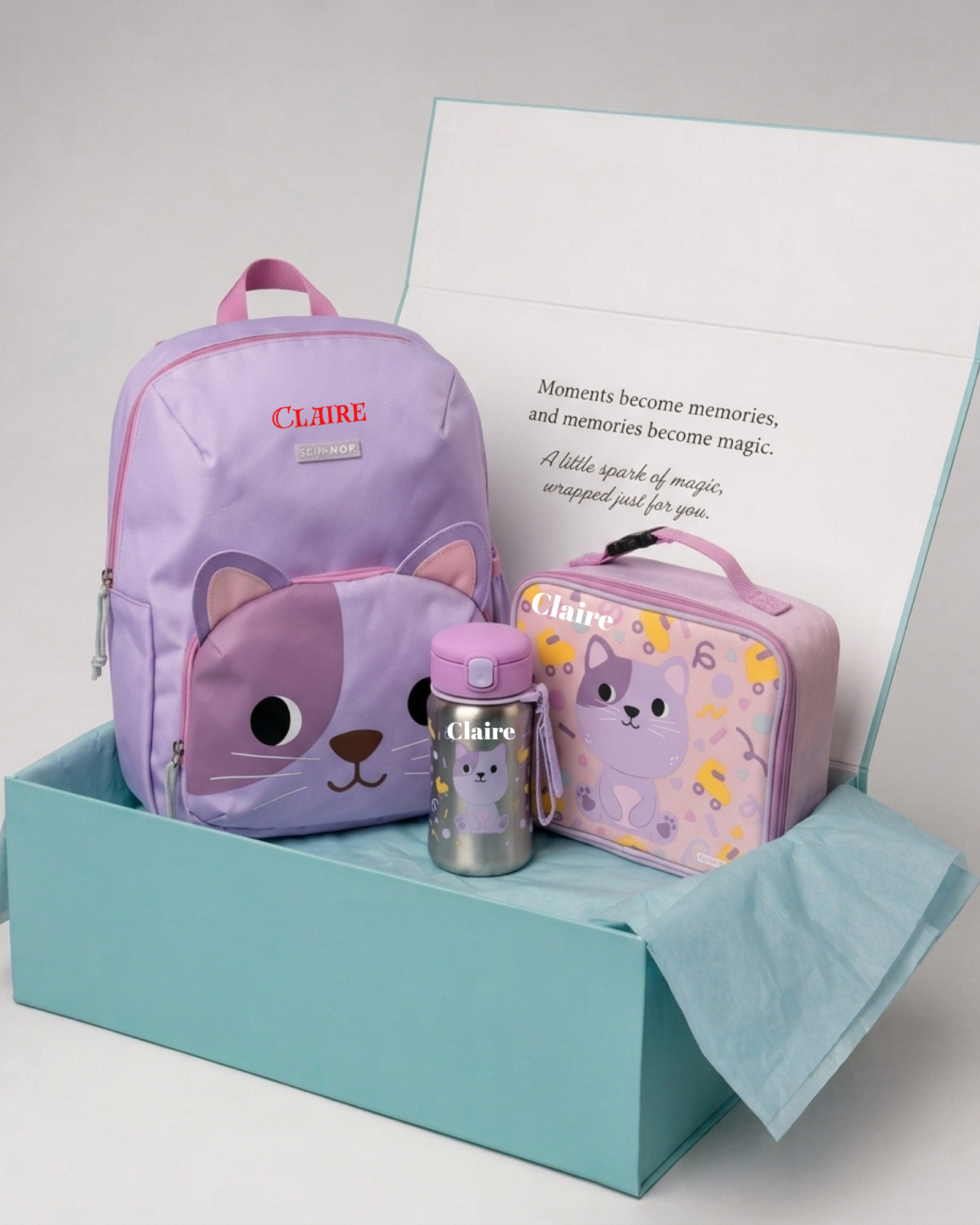 Personalised Besties Squad Cat Backpack set
