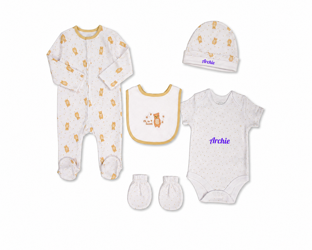 Personalised Baby 5 Pcs Layette Set - Oh So Sweet