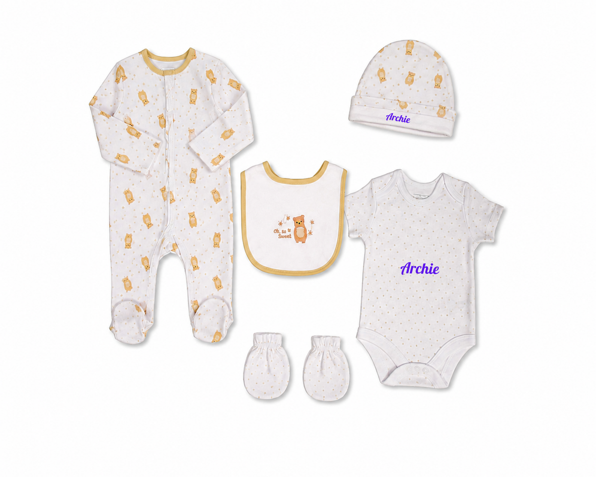 Personalised Baby 5 Pcs Layette Set - Oh So Sweet