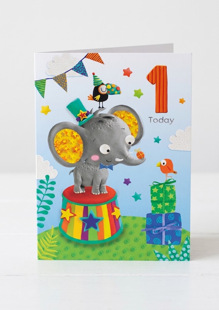 Elephant 1st Birthday Card