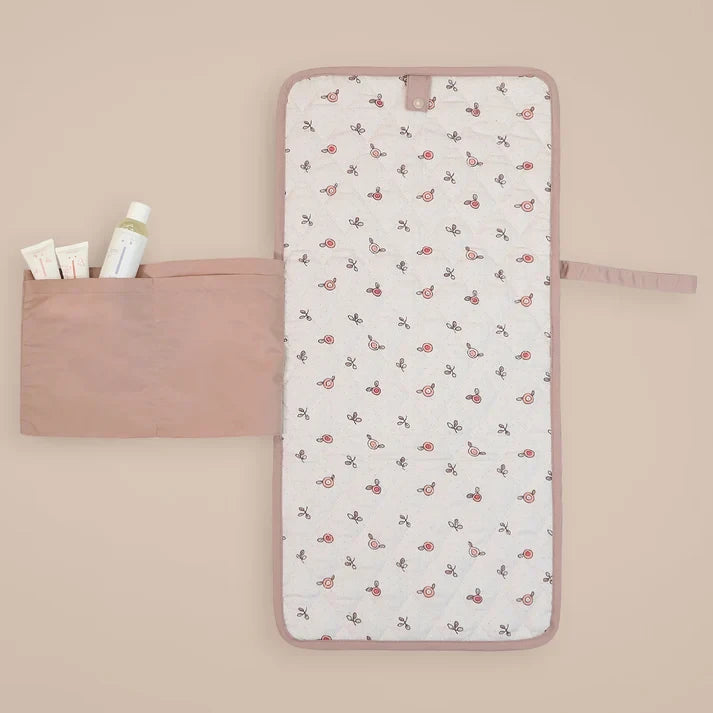 Personalised Travel Changing Mat with Pockets - Baby Pink