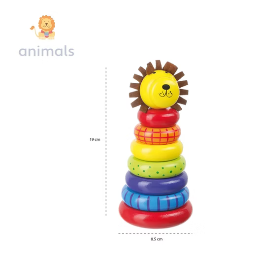 Personalised  Lion Wooden Stacking Ring