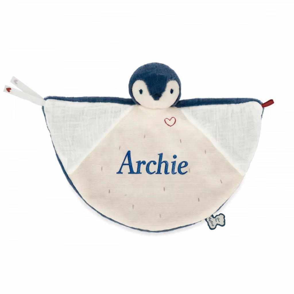 Personalised Doudou Penguin Blue