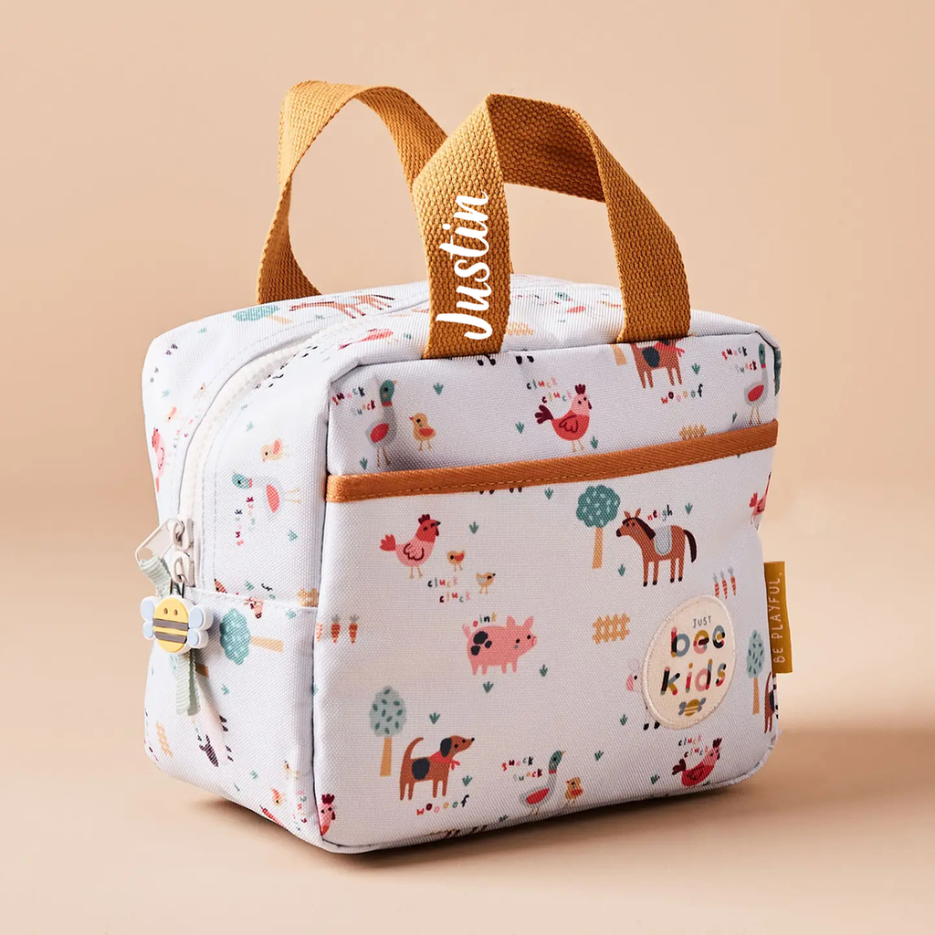 Personalised Just Bee Kids Farm Design Insulated Lunch Bag