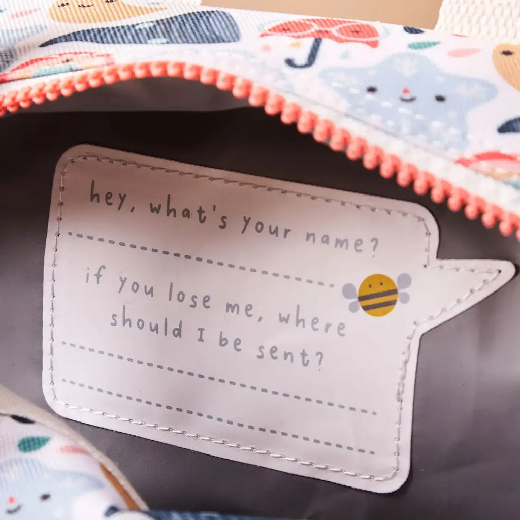 Personalised Just Bee Kids Weather Print Insulated Lunch Bag