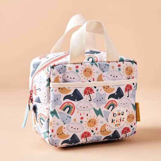 Personalised Just Bee Kids Weather Print Insulated Lunch Bag
