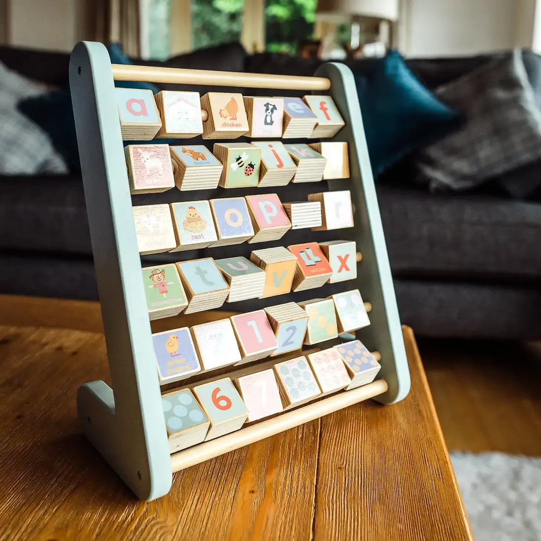 Personalised Farm Animal Wooden Alphabet Abacus
