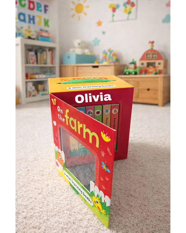 Personalised  On the Farm – Box Set of 6 Mini Board Books - Baby & Toddler First Learning