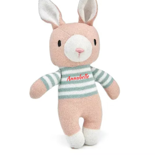 Personalised Threadbear Finbar Hare - Knitted Soft Toy 18cm