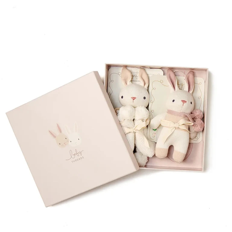 Personalised Baby Threads Cream - Organic Rattle / Comforter set