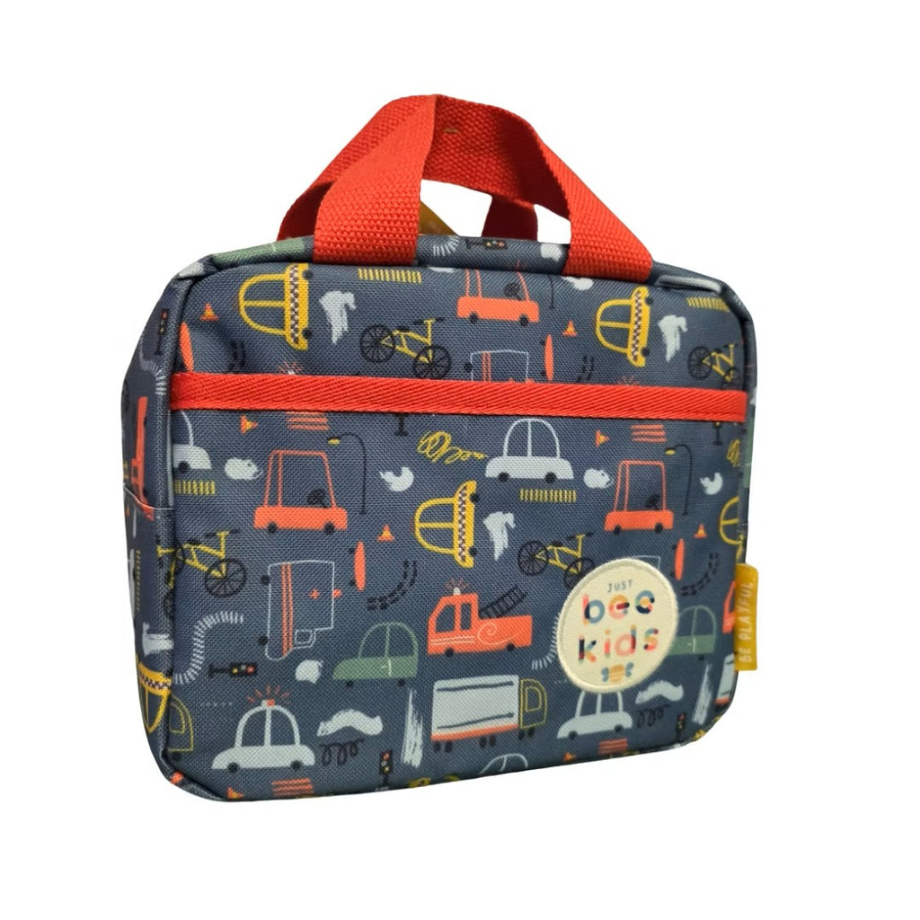 Personalised Just Bee Kids Transport Print Insulated Lunch Bag