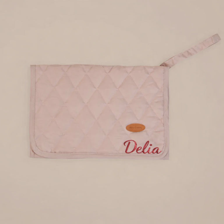 Personalised Travel Changing Mat with Pockets - Baby Pink