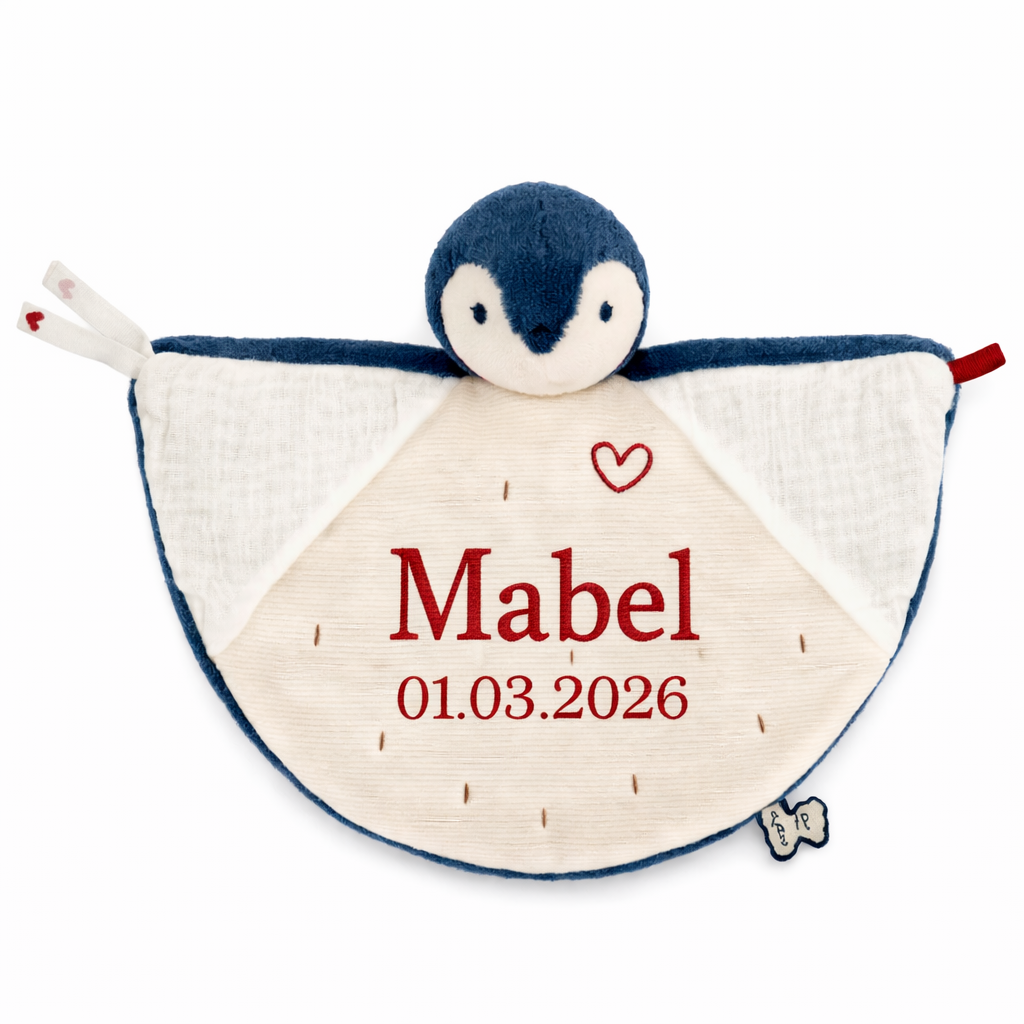 Personalised Doudou Penguin Blue