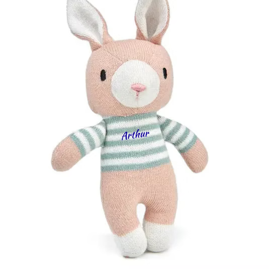 Personalised Threadbear Finbar Hare - Knitted Soft Toy 18cm