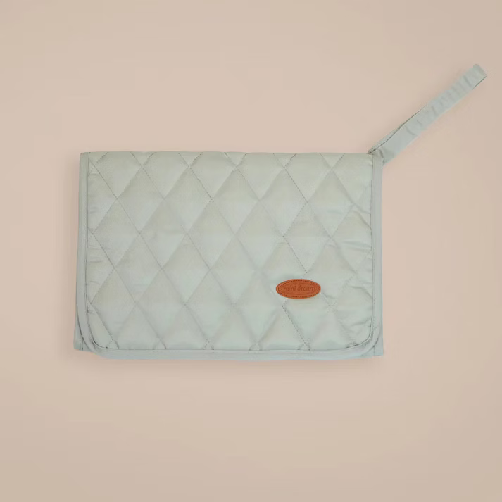 Personalised Baby Travel Changing Mat with Pockets - Sage Green