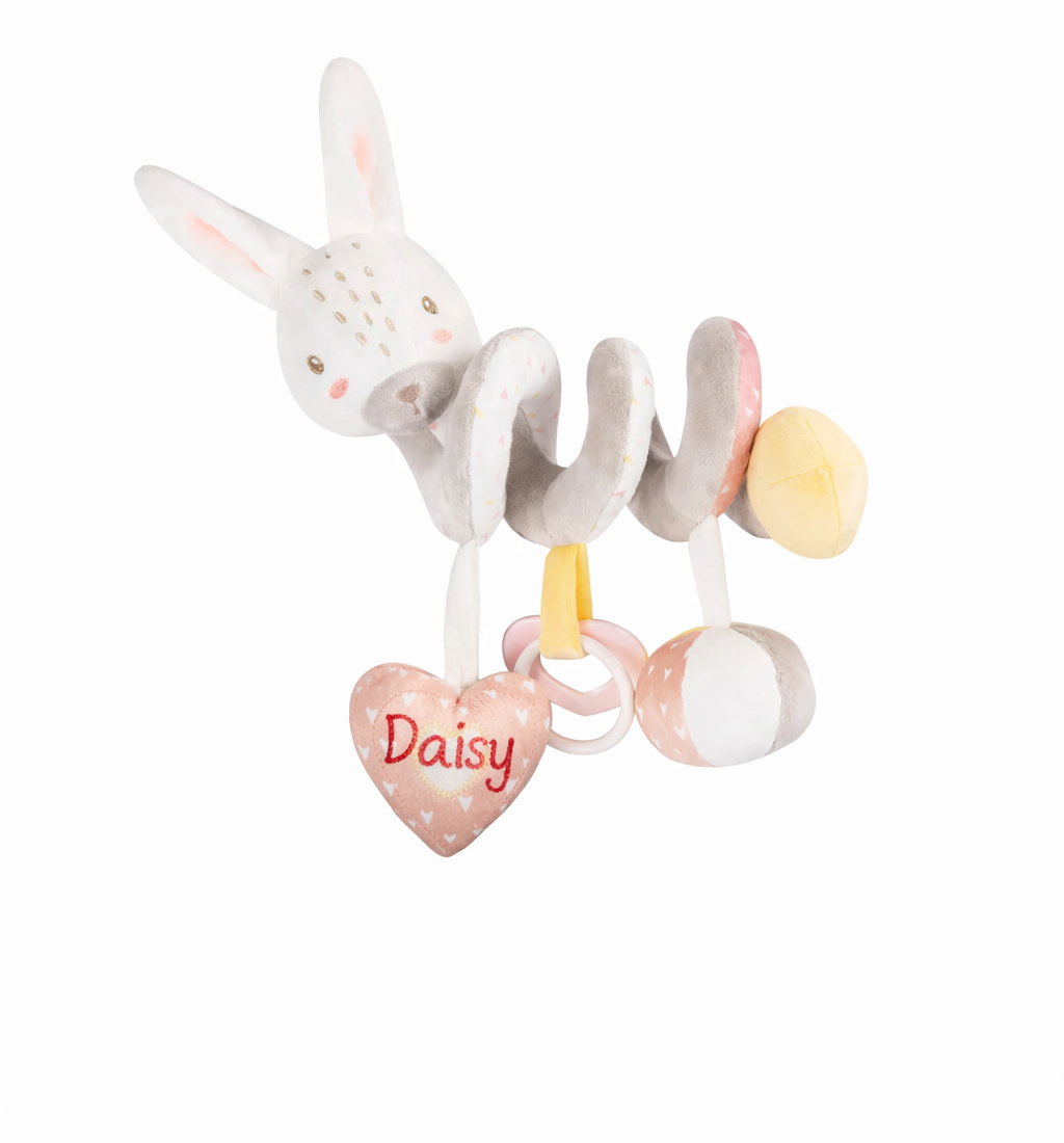 Personalised  Horizontal Spiral Toy Rabbits in Love