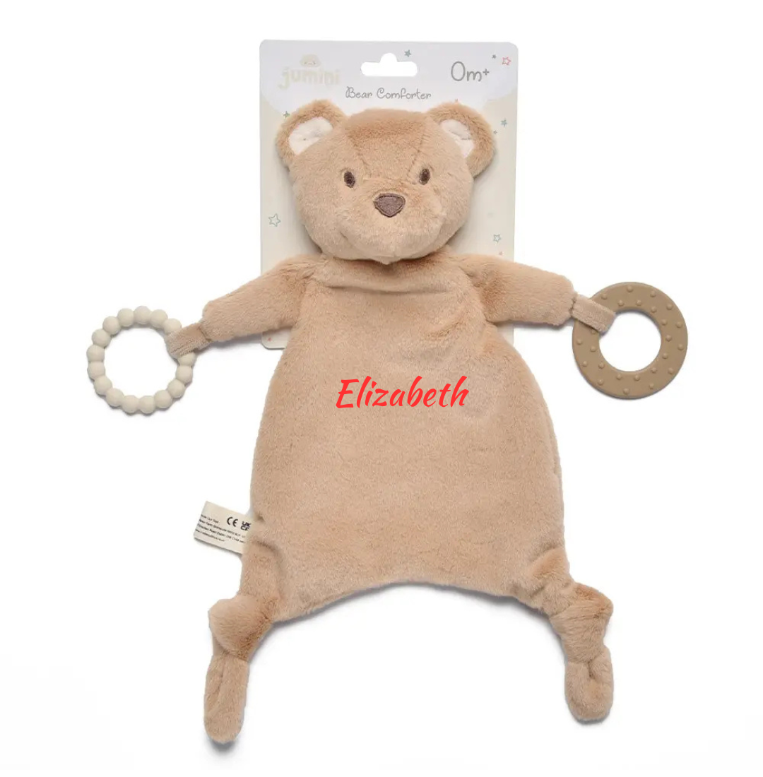 Personalised Bear Comforter with Silicone Ring