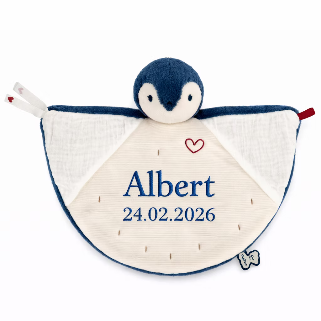 Personalised Doudou Penguin Blue