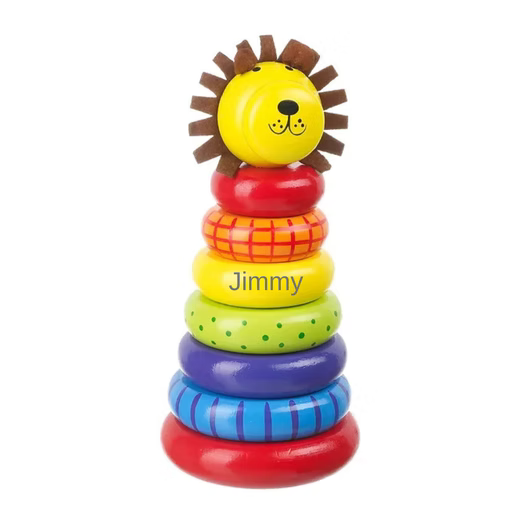 Personalised  Lion Wooden Stacking Ring