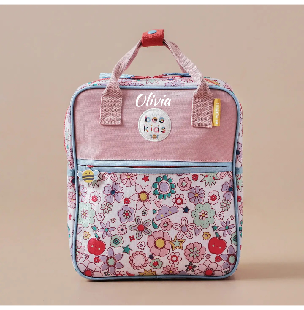 Personalised Just Bee Kids Retro Floral Backpack