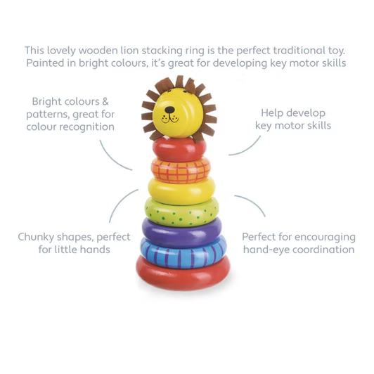 Personalised  Lion Wooden Stacking Ring