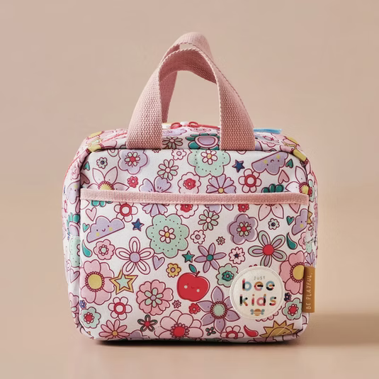 Personalised Just Bee Kids Retro Floral Insulated Lunch Bag