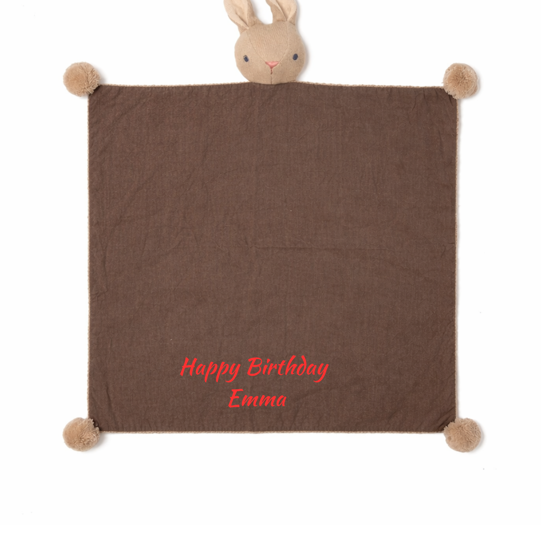 Personalised Baby Threads Taupe - Organic Rattle / Comforter