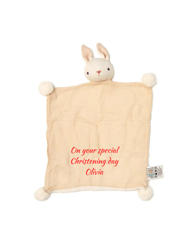 Personalised Baby Threads Cream - Organic Rattle / Comforter set