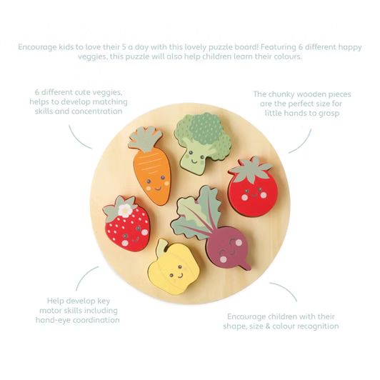 Personalised  Happy Veggies Wooden Puzzle