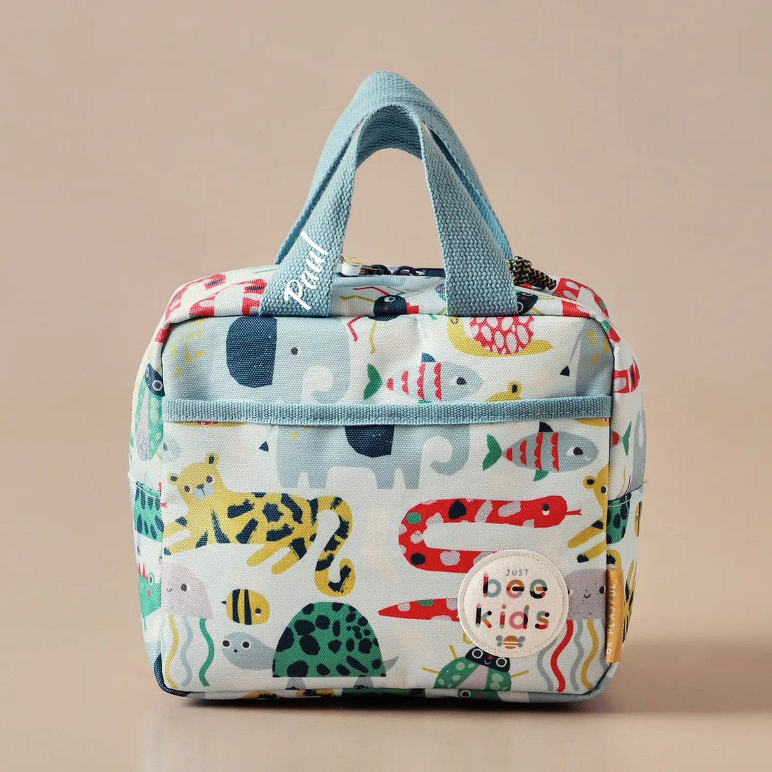Personalised Just Bee Kids Animal Print Insulated Lunch Bag