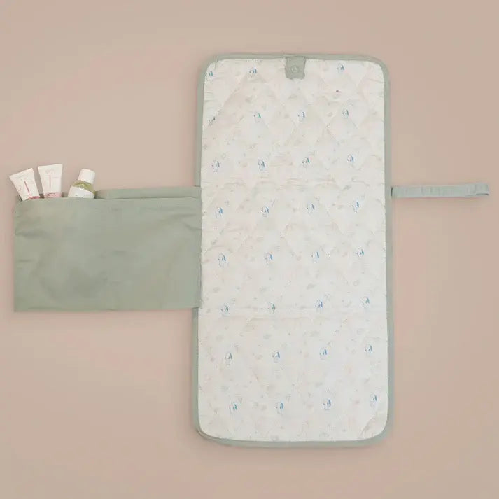 Personalised Baby Travel Changing Mat with Pockets - Sage Green