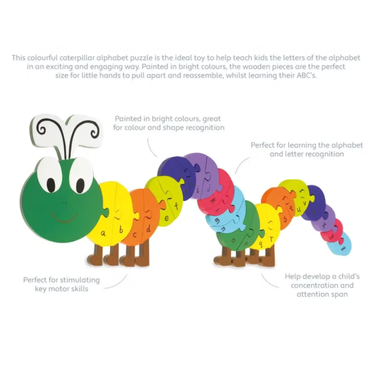 Personalised Caterpillar Alphabet Wooden Puzzle