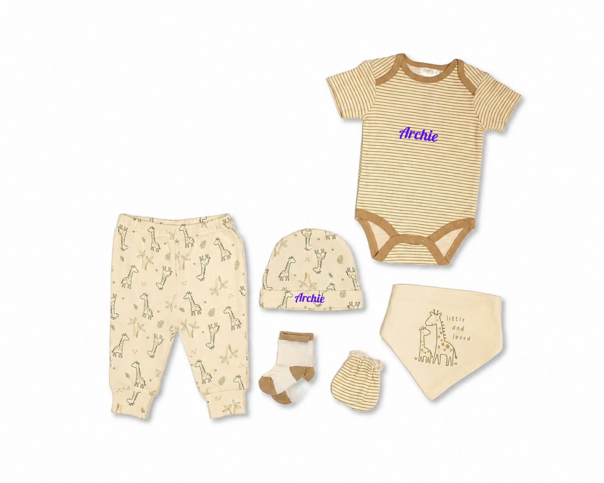 Personalised Baby 6 Pcs Layette Set - Little and Loved