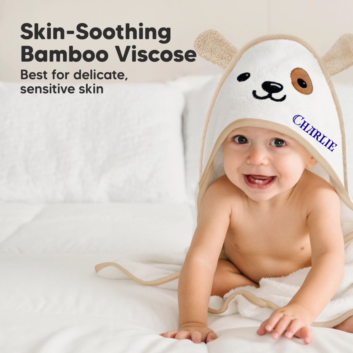Personalised KeaBabies Cuddle Baby Hooded Towel- Dog