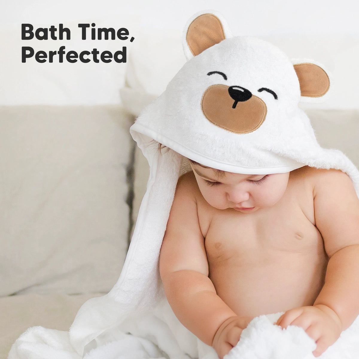 Personalised KeaBabies Cuddle Baby Hooded Towel- Grizzly