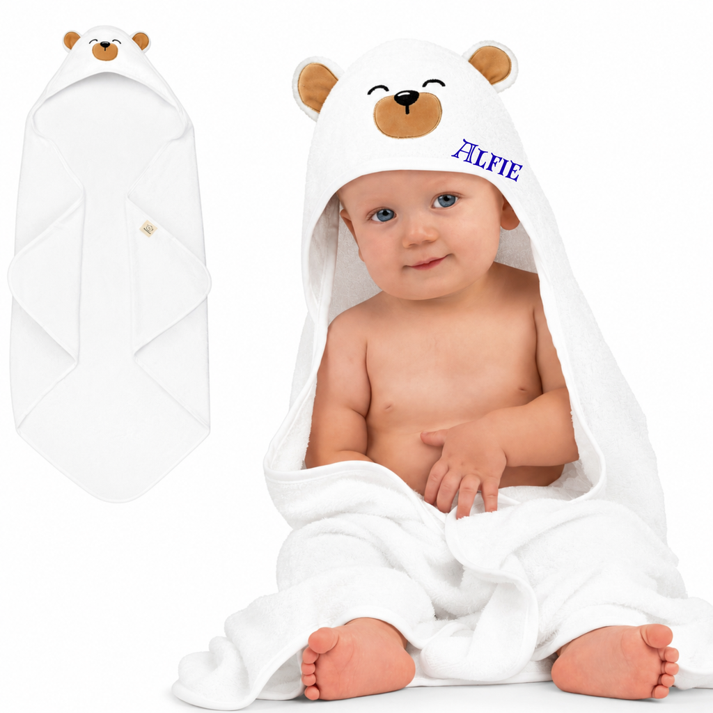 Personalised KeaBabies Cuddle Baby Hooded Towel- Grizzly