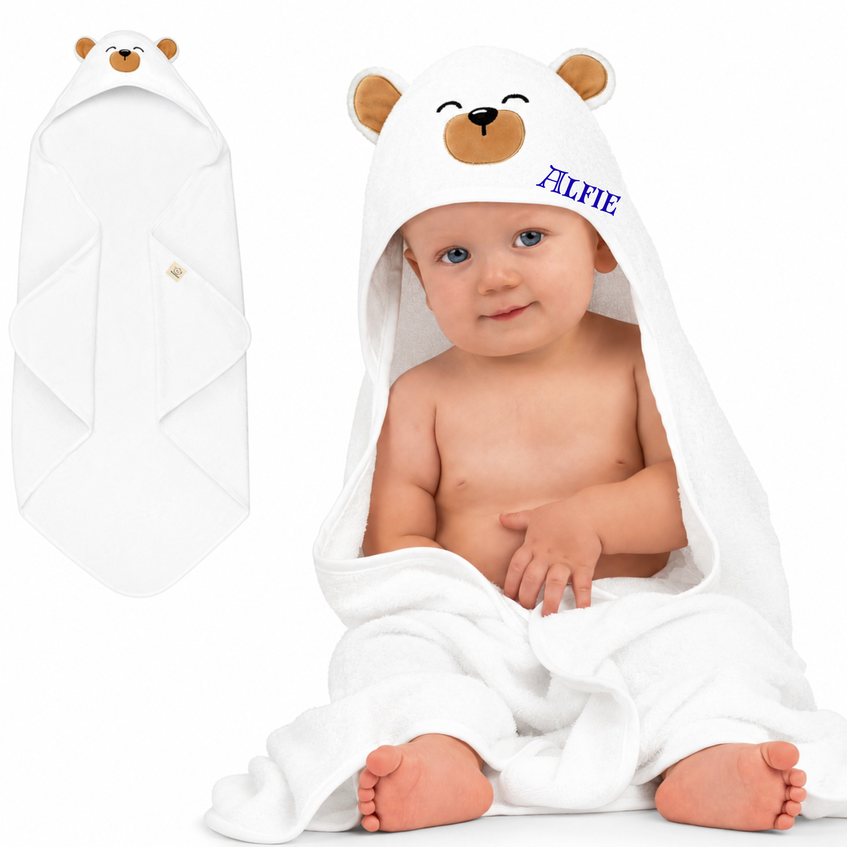 Personalised KeaBabies Cuddle Baby Hooded Towel- Grizzly