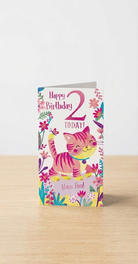 Cat 2nd Birthday Card