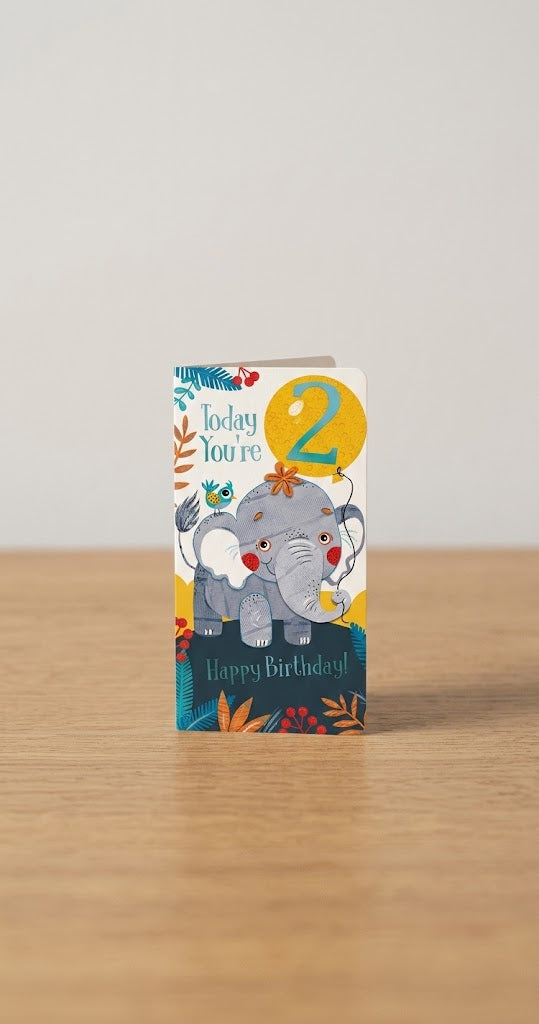 Elephant 2nd Birthday Card