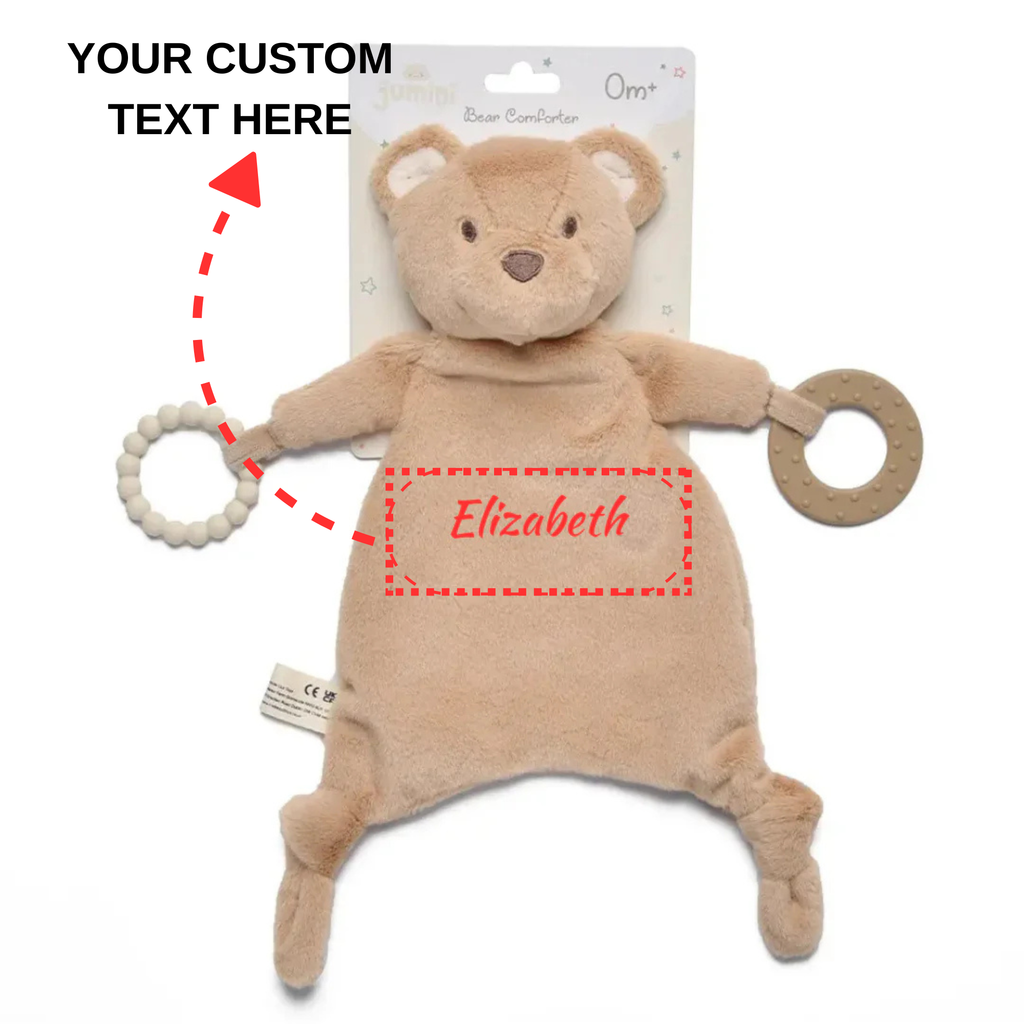 Personalised Bear Comforter with Silicone Ring