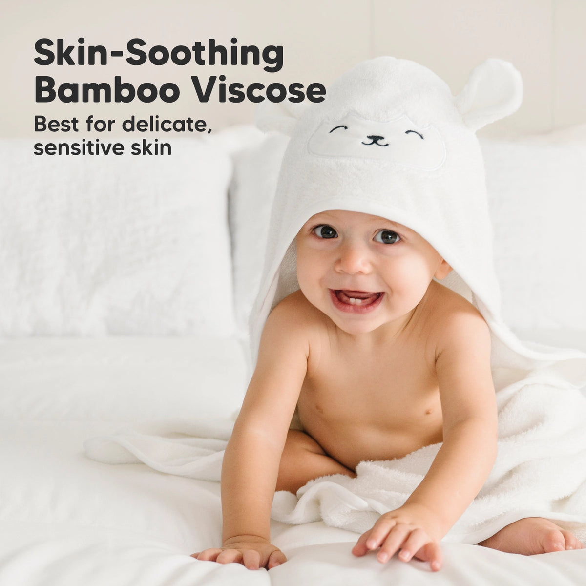 Personalised KeaBabies Cuddle Baby Hooded Towel- Lamb
